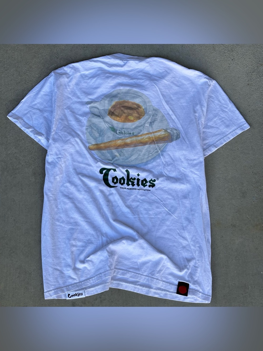 Cookies Mens White Graphic Logo 420 Smoke Swisher Blunt T-Shirt Size Large